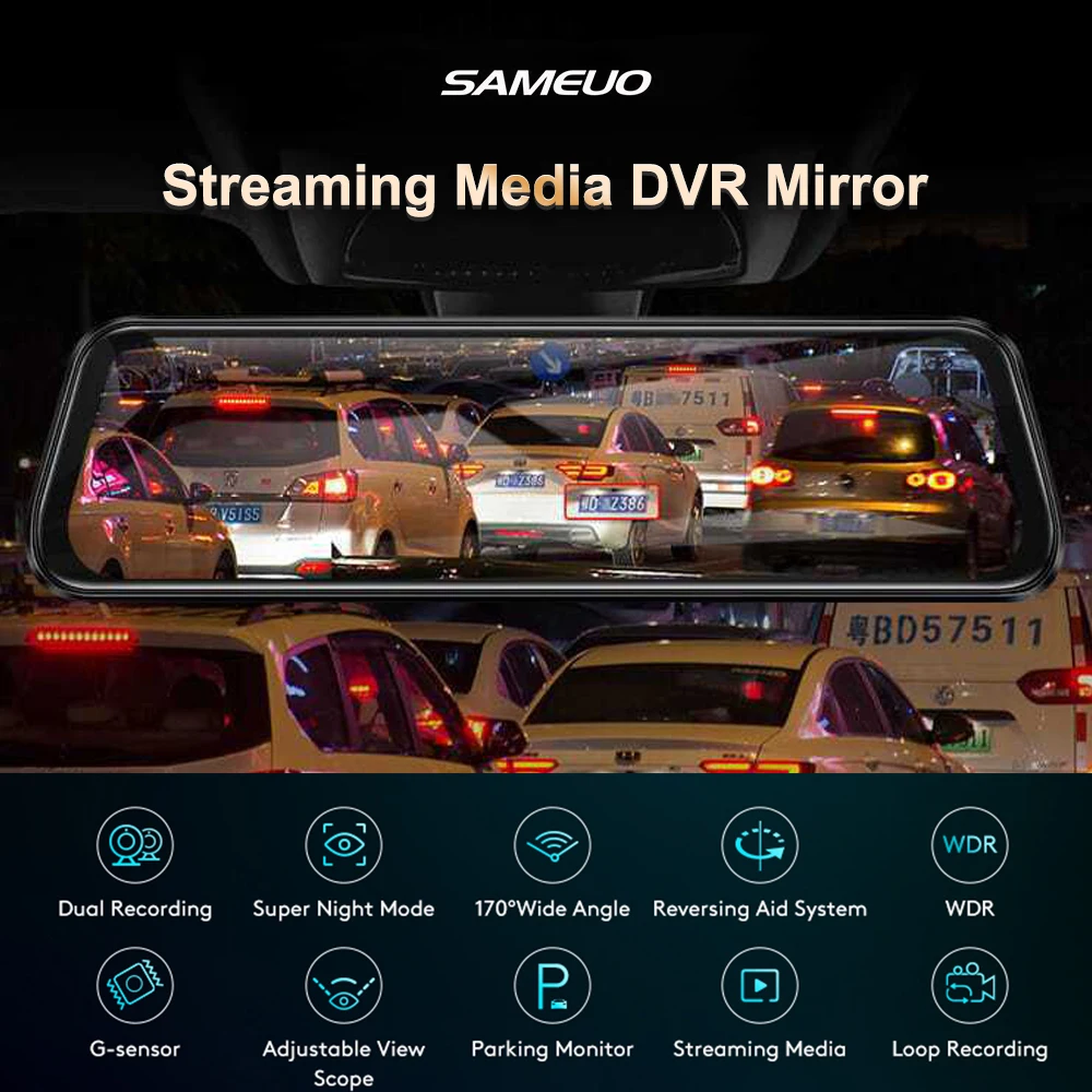 Sameuo  DVR ̷ ī޶, 1080P IPS   ĸ ī޶, 10 ġ ġ ũ, Ʈ ,  , ڵ  Ʈ