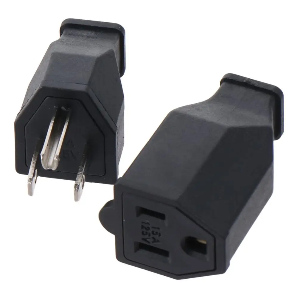 15A 125V Extension Cord Ends Male and Female Black Shell Replacement Plug Connector Set 2 Pole 3 Wire Grounding Plug