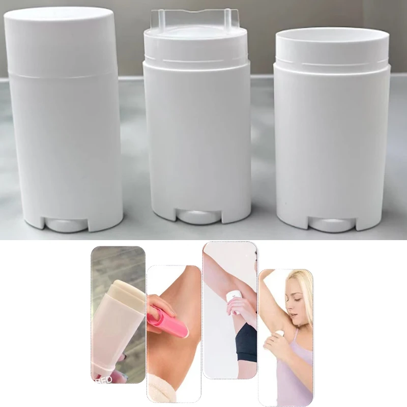 Refillable bottle 75g refillable perfume deodorant containers empty lip balm tube plastic white portable cosmetic lipstick tubes