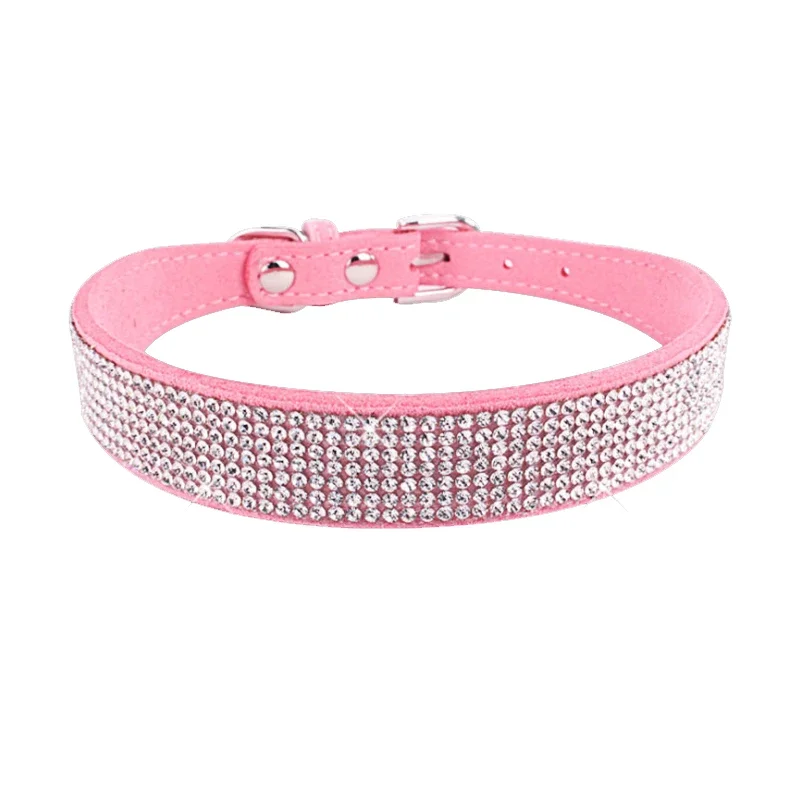 Sparkling Crystal Rhinestone Pet Collar with Zinc Alloy Buckle for Small to Medium Dogs and Cats