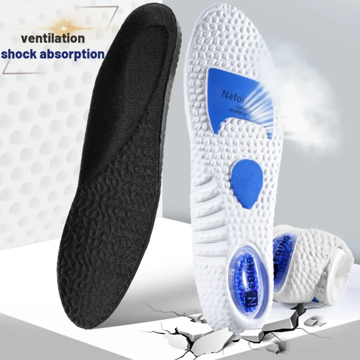 Enhanced Arch Support Shock Absorption Insoles with Breathable Memory Foam