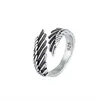 925 Sterling Silver Angel Wings Feather Thai Silver Open Rings For Women Girl Female Open Rings For Women Bague LR039 6