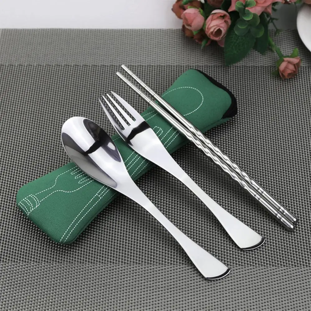 Portable Cutlery Set With Storage Box, Outdoor Picnic Flatware Set