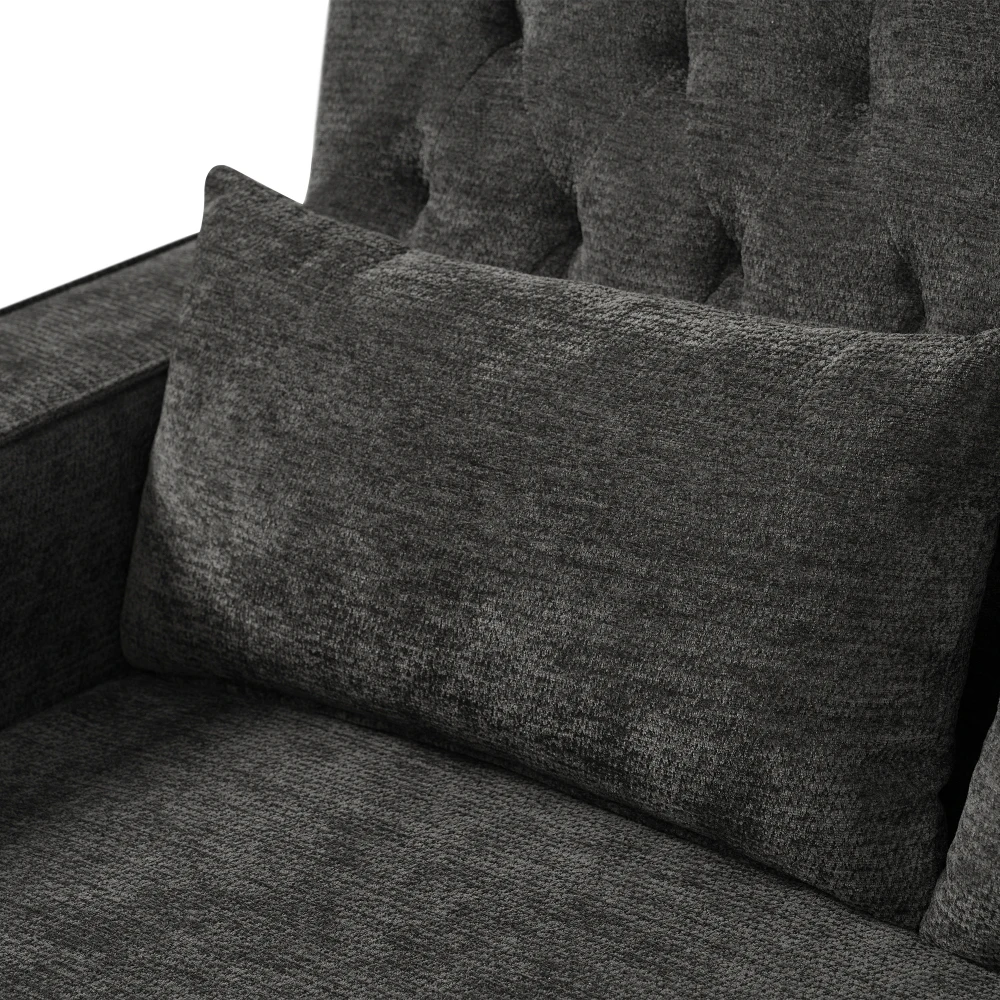 Multifunktionales Schlafsofa, modernes Klappsofa mit Stauraum und Schlaffunktion, Getränkehalter, USB-Ladeanschluss und Kissen – Detail 22