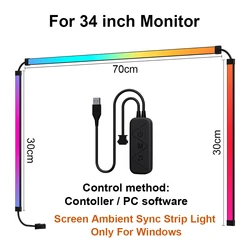 RGB Color LED Backlight Strip for Ambient TV & PC Display Decor (For 34 inch monitor)