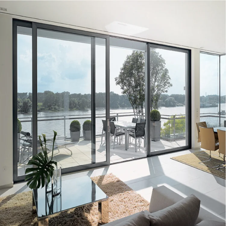 DN Home Door Apartment Exterior Aluminum Profile Slide Door Double Tempered Glass Sliding Doors