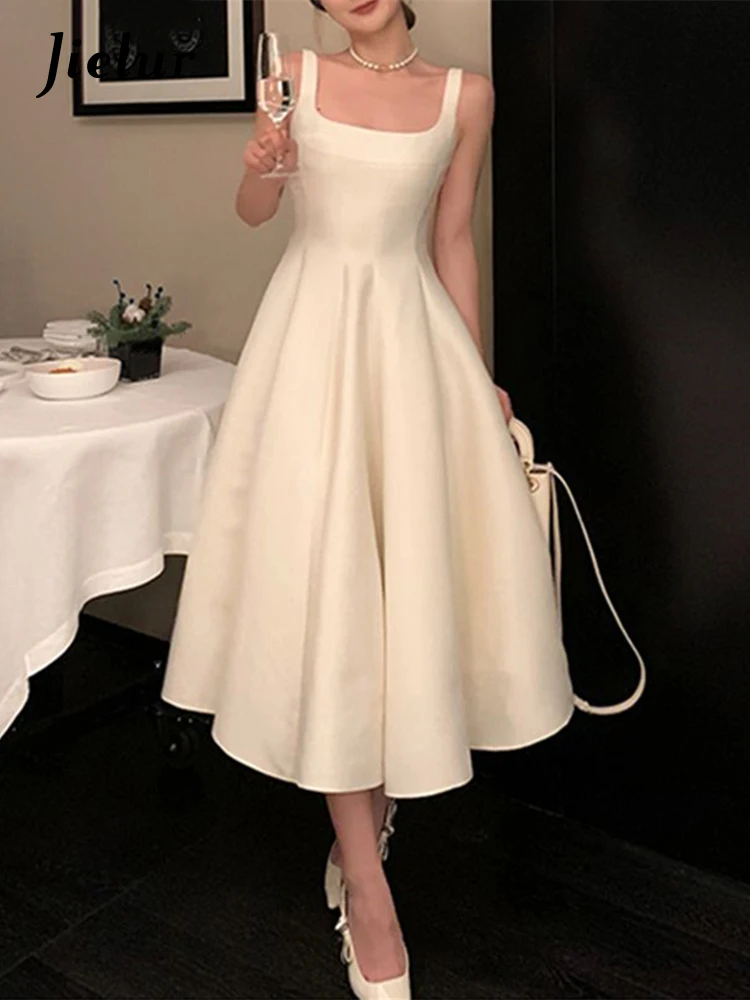 

Jielur Summer New Women Fashion Elegant Prom Midi Dresses Vintage Princess Female Evening Party A Line Clothes Vestdios