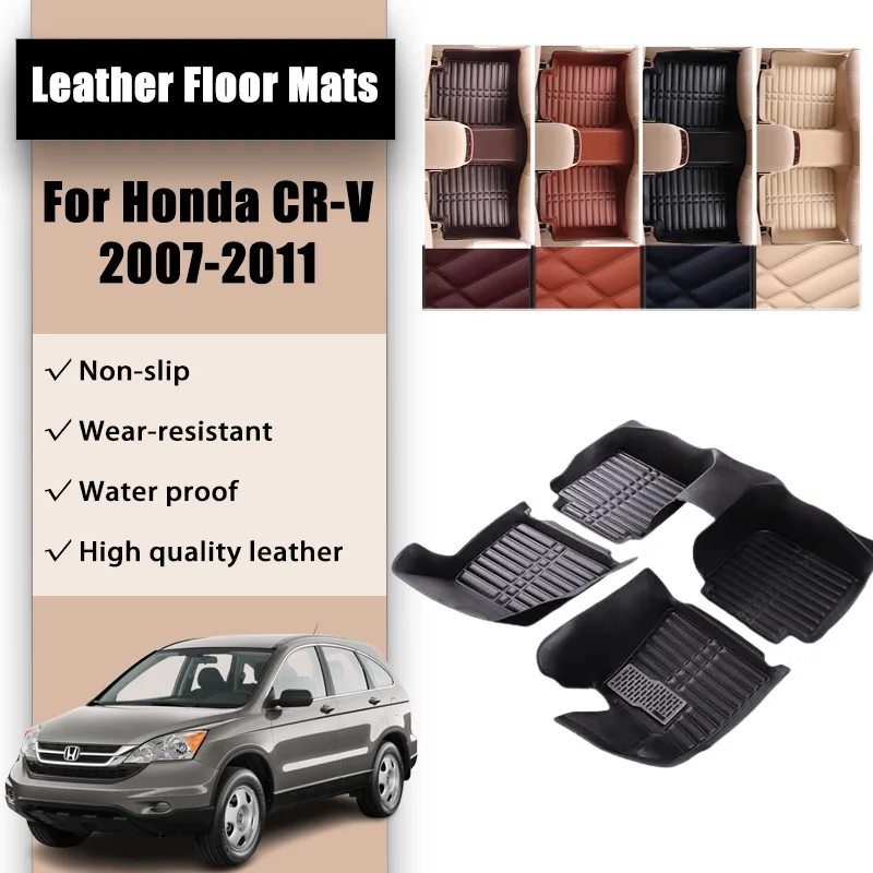 

LHD Car Mats Leather For Honda CR-V 2007-2011 CRV 3 RE1 RE5 RE7 Floor Mat Supplies Carpets Interior Spare Part Car accessories