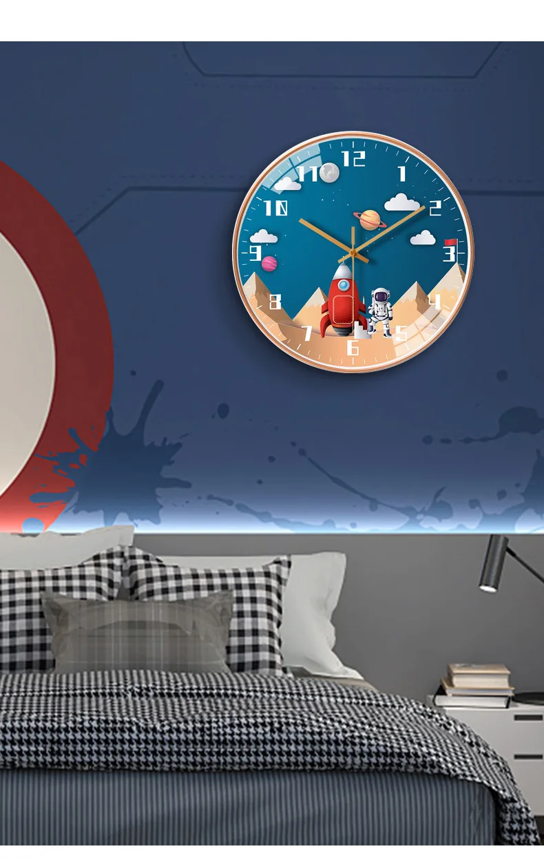 8in. Kids Creative Astronaut Bedroom Wall Clock