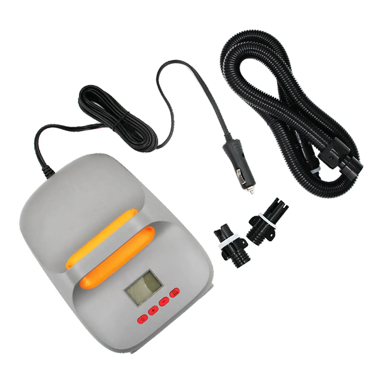 

Multifunction Electric Pump 0~20PSI Inflation Deflation W/ 3 Nozzles with LCD 12V DC Dual Stage for Paddle Board Boat