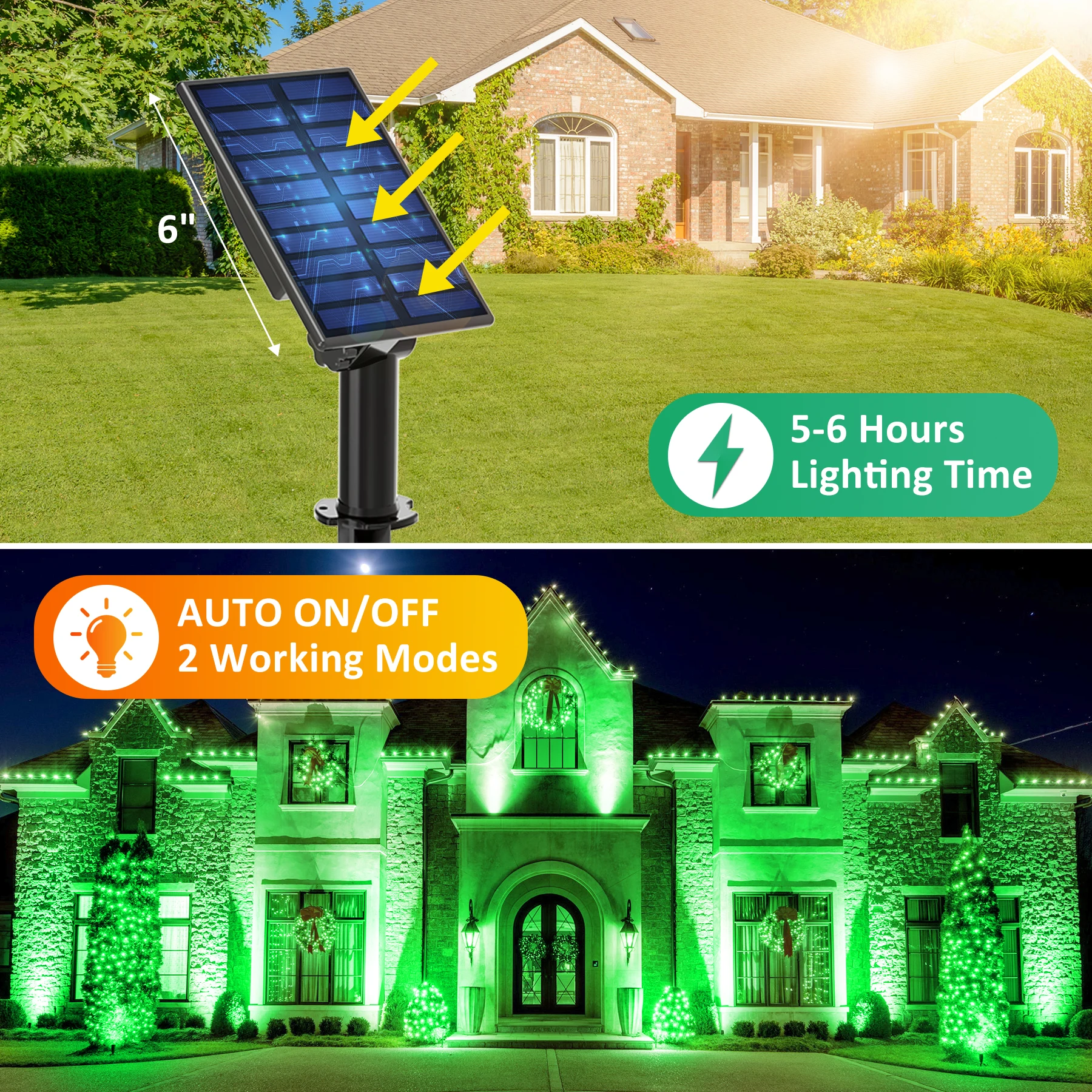 Super Bright Green Solar LED Light Outdoor Solar Spotlight Solar Garden Light Outdoor IP65 Waterproof Solar Lawn Light