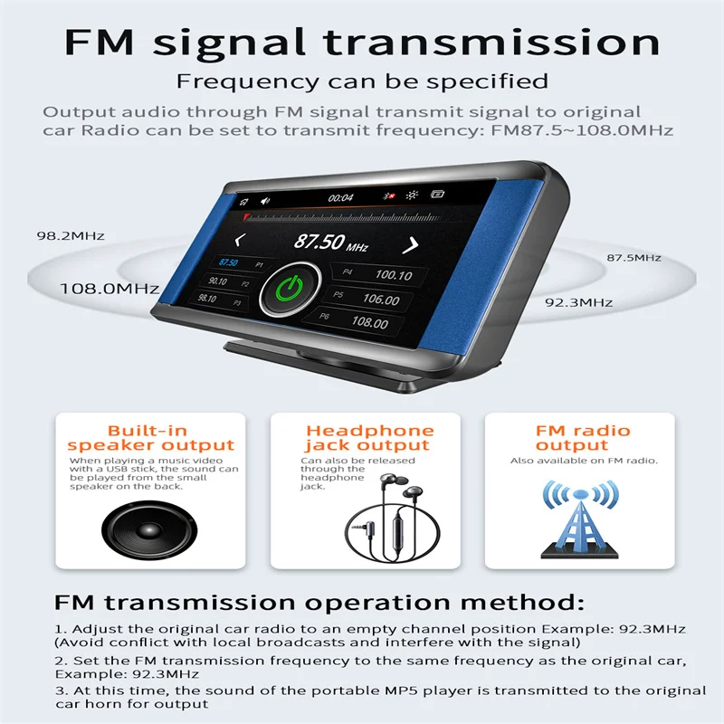 Portable Car MP5 Player Wireless Carplay Monitor Android Auto 7 Inch Touch Screen Bluetooth Universal Multimedia Stereo