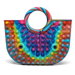 Grand sac à main en Silicone pour adultes et enfants, pochette à bandoulière, jouet sensoriel, anti Stress, arc en ciel, autisme, cadeaux 