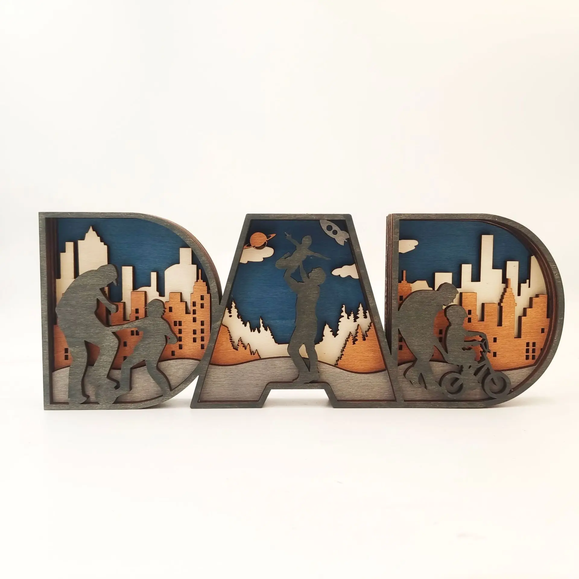 Mother's Day Gifts Wooden Crafts Sculpture Wood Letter MOM DAD Table Ornaments Creative Family Home Diy Decoration Father Favors