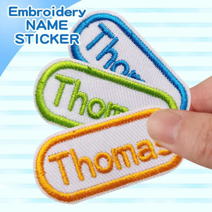 Custom Personalized Washable Cotton Patch Children Embroidery Name Sticker Waterproof Cloth Sewing Label Fabric Clothing Tags