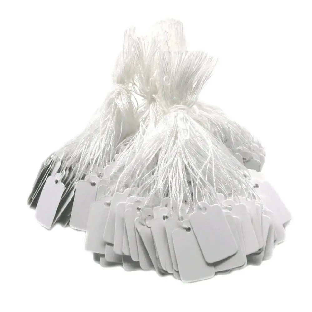 100Pcs Round Rectangle Card Paper Jewelry Price Labels Gold/Silver Edge Jewellery Hangtags Display Tool Blank Hanging Tags