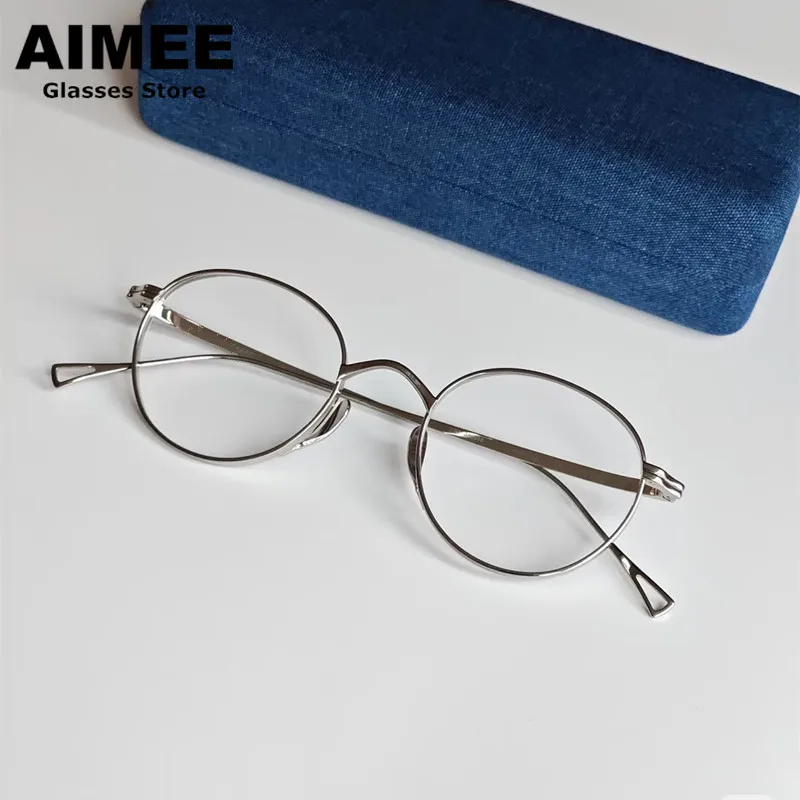 Brand Designer Titanium Ultralight Glasses Frame KMN113 Men Women Retro Oval Round Eyeglasses Fashion Handmade Spectacles Frames