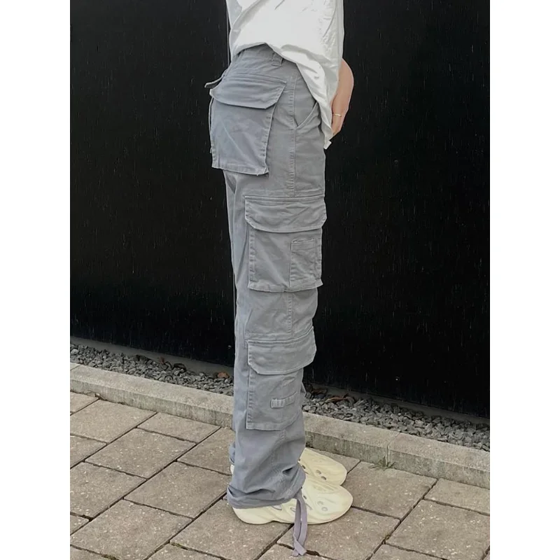 Vintage Cargo Pants  Baggy Jeans Women Fashion 90s Streetwear Pockets Wide Leg High Waist Straight Y2k Denim Trousers Overalls