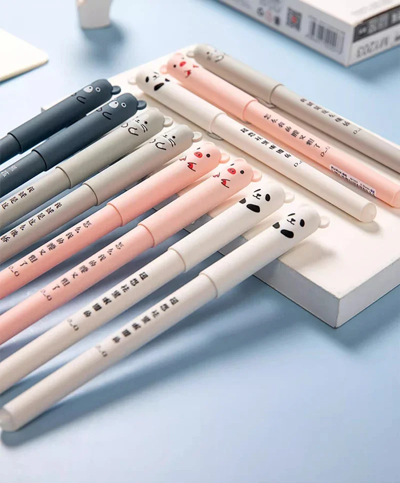 Penne Gel Cancellabili Kawaii - Set 8 Con Astuccio 2 In 1 E Design Animaletti