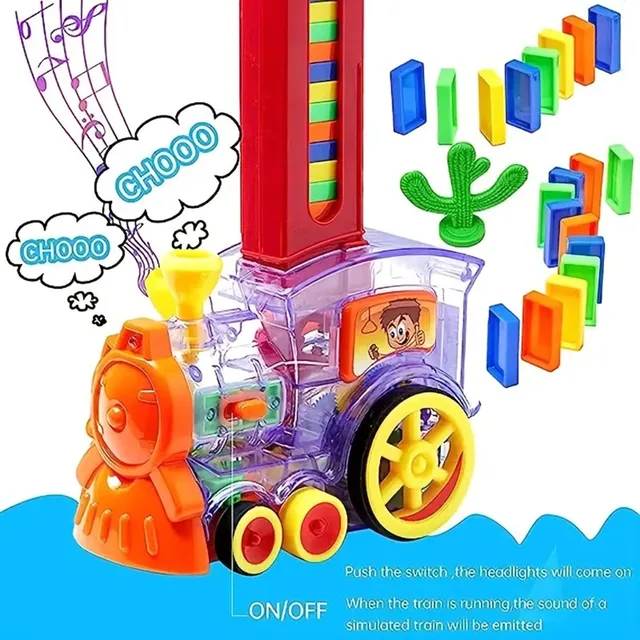 Small Cute Automatic Dominos Trains Toys Durable Early Educational Puzzle Toy Birthday Christmas Gift 5