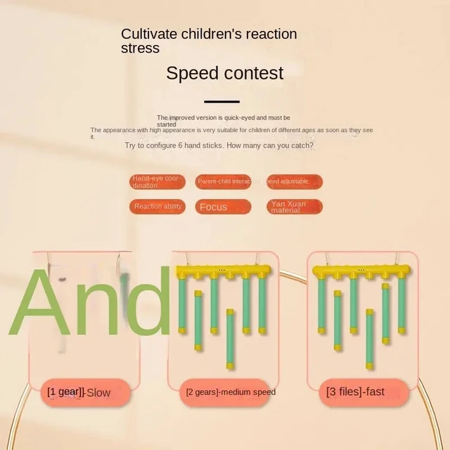 Juego De Atrapar Palos Con 3 Velocidades De Caída – Entrenamiento De Reacción Y Coordinación Para Niños Y Adultos – Recargable Por USB
