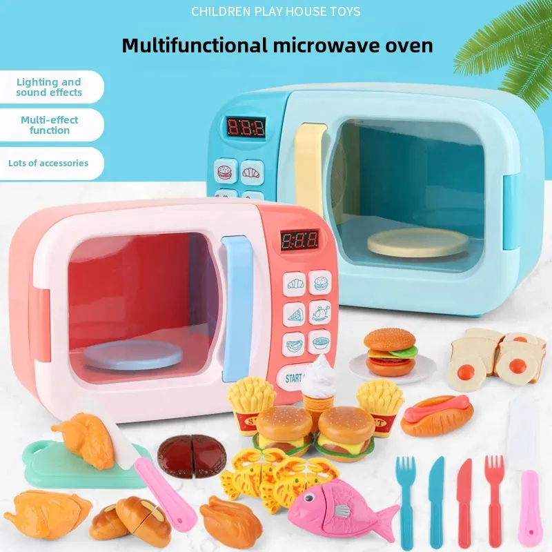 Interactive Cooking Microwave Oven Toy Gift For Children Lifelike Kitchen Appliance Timer Fun Educational Learning Tool