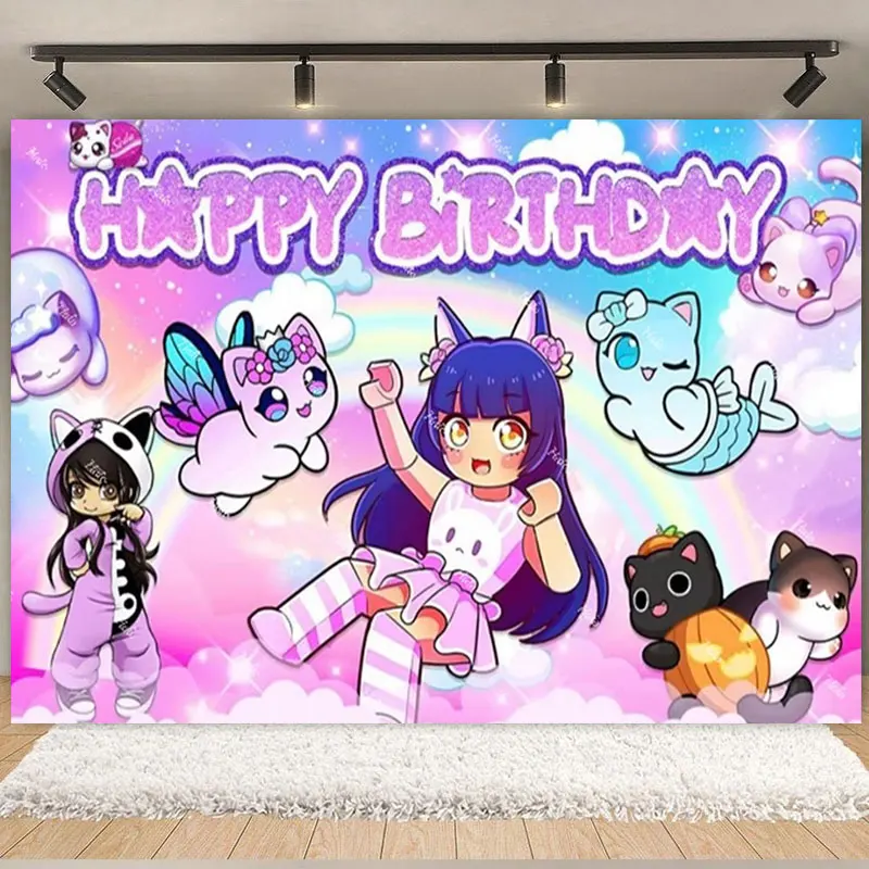 Aphmau Plüschtiere Cartoon Thema DIY Luftballons Party liefert Geburtstag Banner Latex Ballon Dekoration Kuchen liefert Kind Mädchen Geschenk – Detail 11