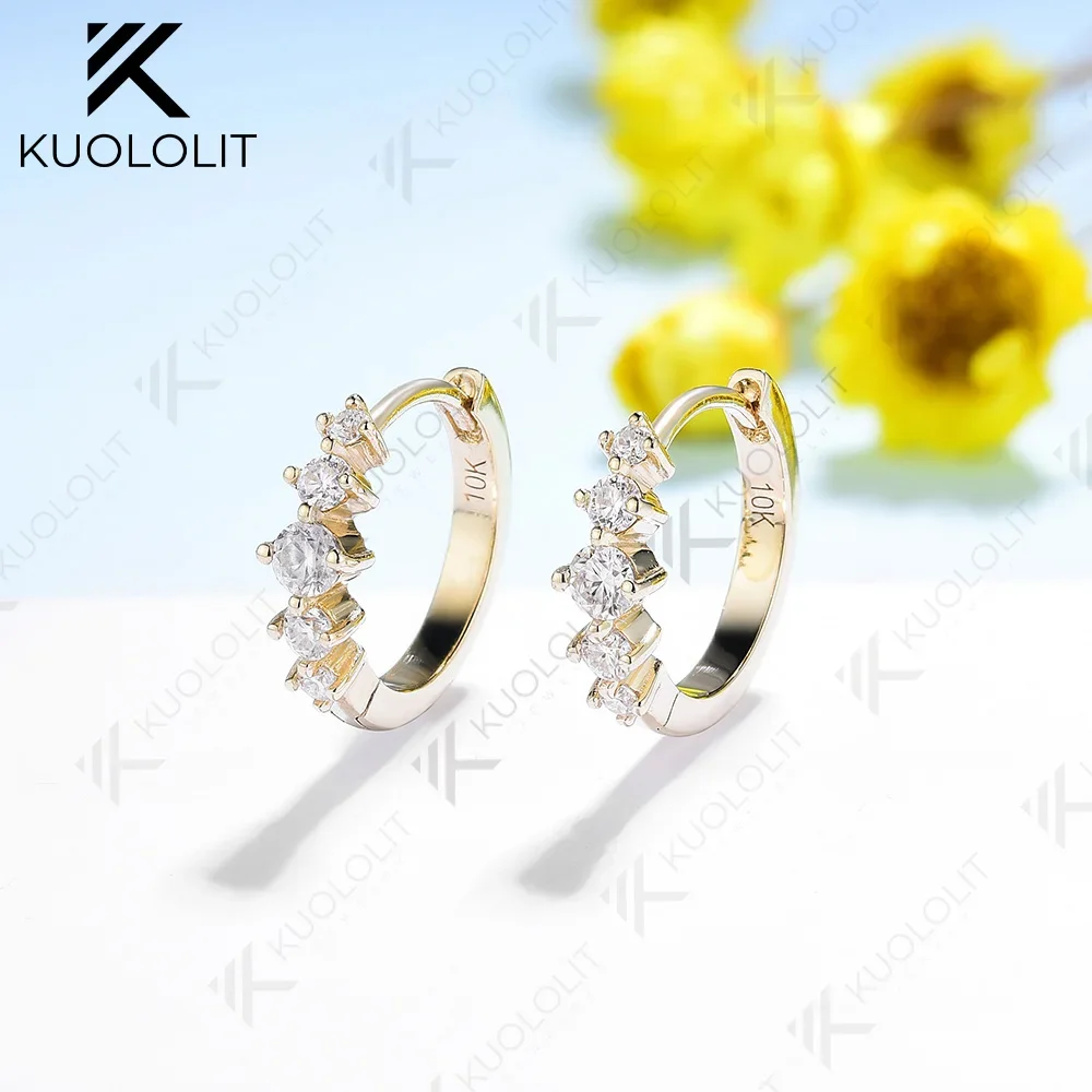 Kuololit Solid 18K 14K 10K Rose Gold Pousette Back Earrings 4CT Moissanite Gemstone Stud Earrings for Women Round 8.0 Solitaire