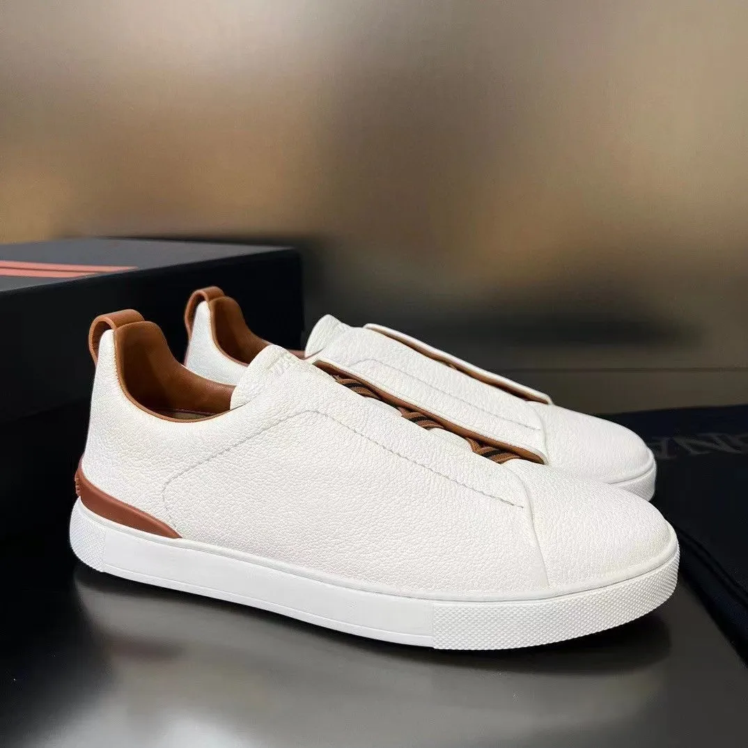 2024 Spring Autumn Genuine Leather Sneakers Men England Round Toe Lace Up Flat Shoes Man Casual Comfortable Vulcanized Shoes Men