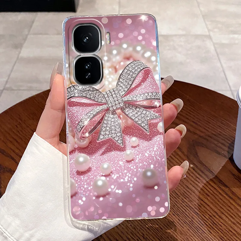 Clear Silicone Soft TPU Back Cover with Cute Rabbit Cat Design