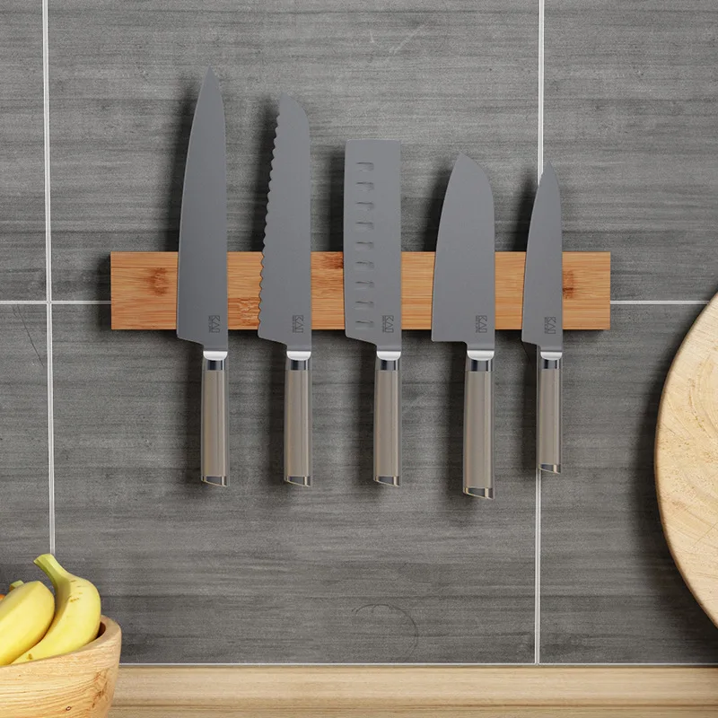 Powerful Wooden Strip Knife Holder Wall Mount For Metal Knifes