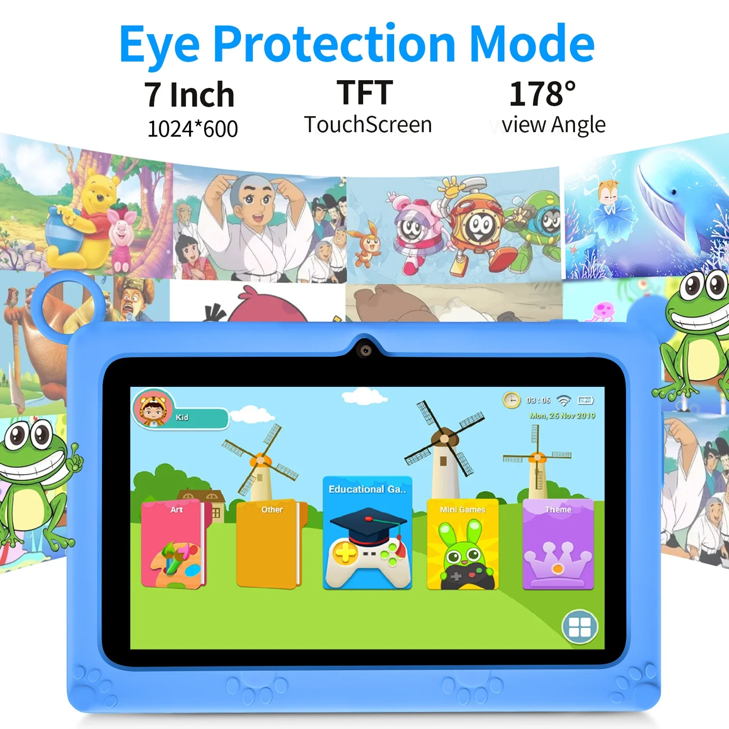 tablet for kids tablet 7-inch 2+16GB Bluetooth 4.0 5GWiFi Android 7.0-inch HD screen children's toys 6