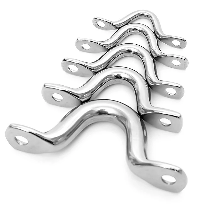 4Pcs Handle Stainless Steel Wire Eye Strap Boat Marine Tie Down Fender Hook Canopy Silver RV Engines Accessories