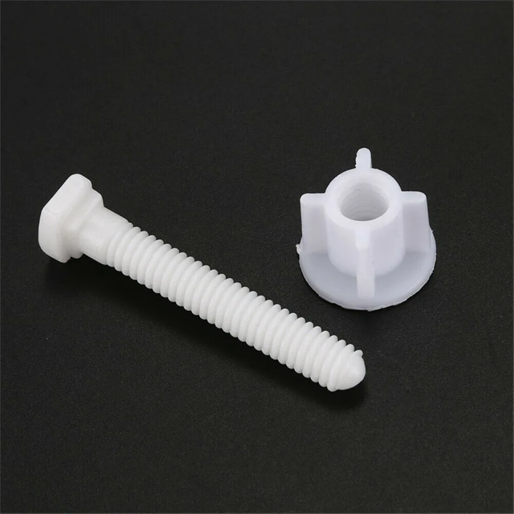 Toilet Seat Accessories Full Set Bolts Screws Kit for Toilet Seat Repair 2 X Sliding Plates 2 X Bolts Washers Premium Plastic Smooth Surface