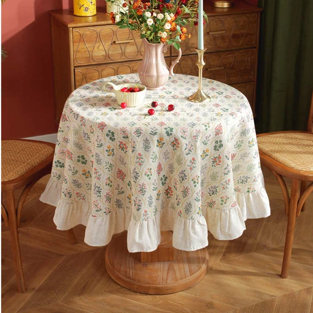 Mantel redondo con estampado de plantas verdes para mesa de centro,  cubierta Retro europea para comedor, boda, fiesta de cumpleaños, 100/120/150CM  - AliExpress