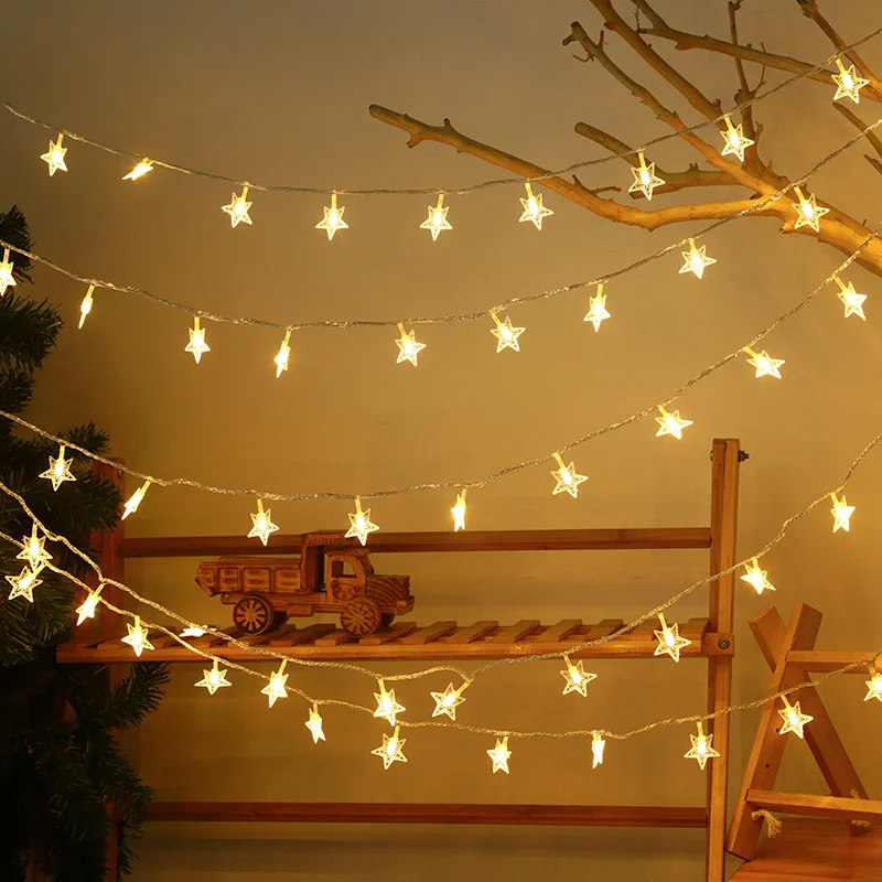 LED Battery-Powered Star Fairy String Lights for Celebrations and Decorations