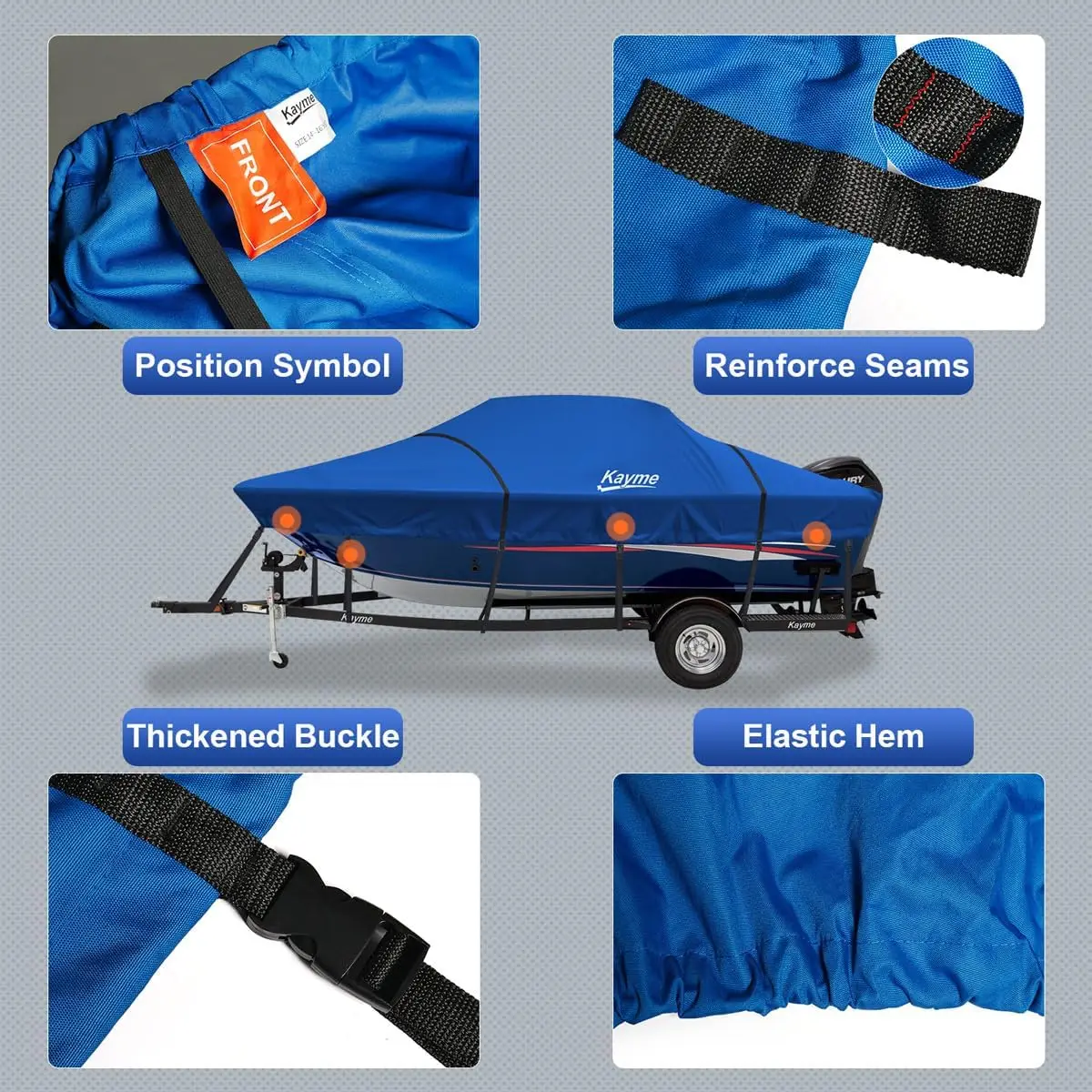 900D Heavy Duty Boat Cover, Waterproof and Tear Resistant Boat Canvas, Tarps with Windproof Straps. Length 20-22ft