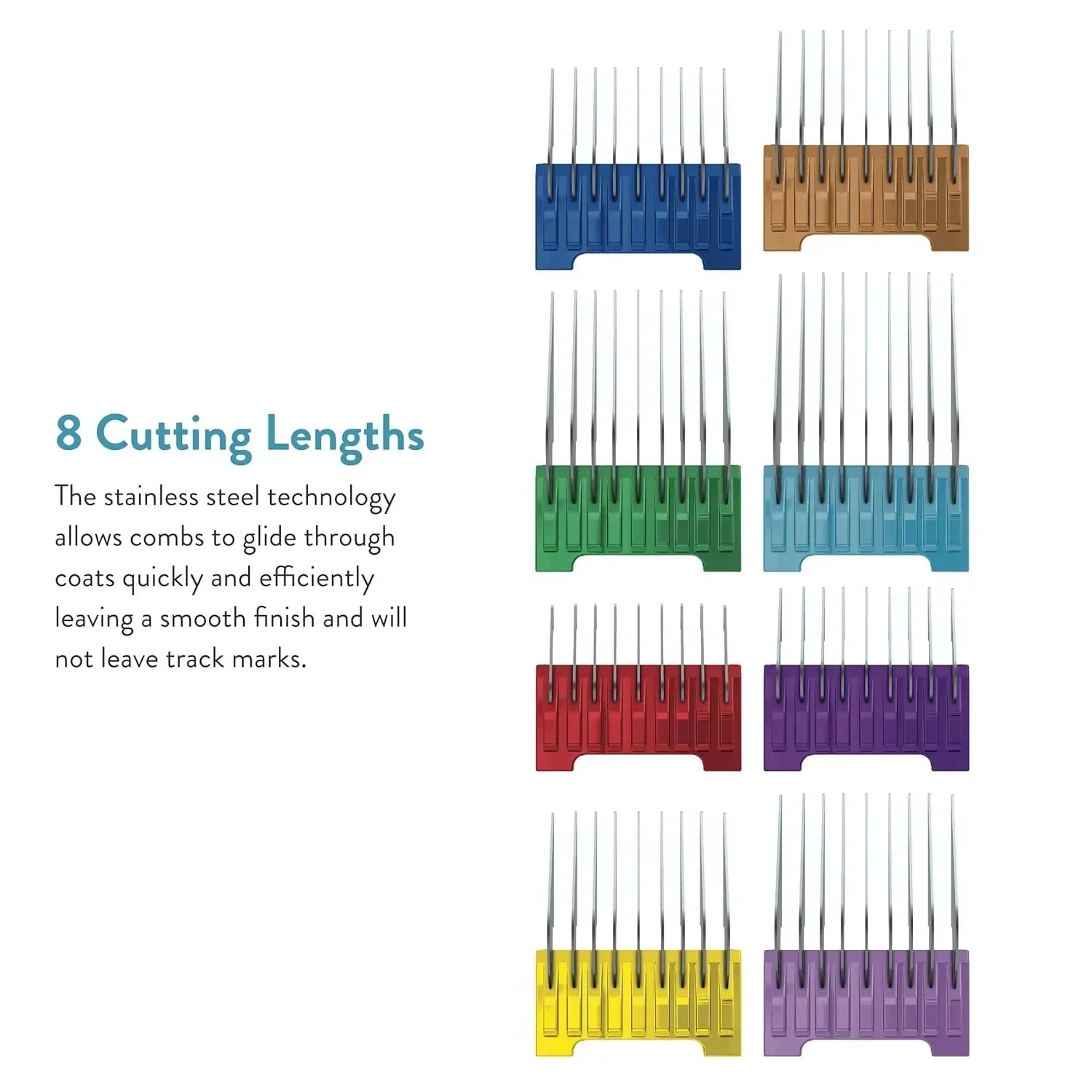 8-Colors Animal metal Comb set Fit For Wahl Professional Pet/Dog/Cat/Horse Clipper Arco Bravura Chromado Creativa Figura Motion