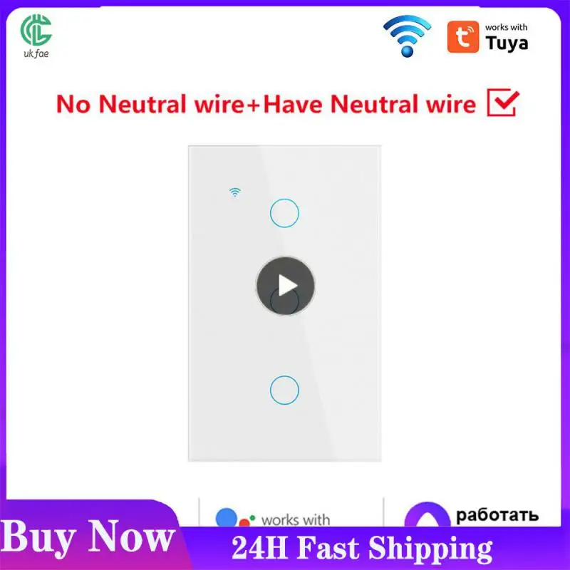 

Умный настенный сенсорный выключатель Tuya WiFi US, 1 шт., переключатель с нейтральным проводом/без нейтрального провода, требуется 120, работает с Alexa,