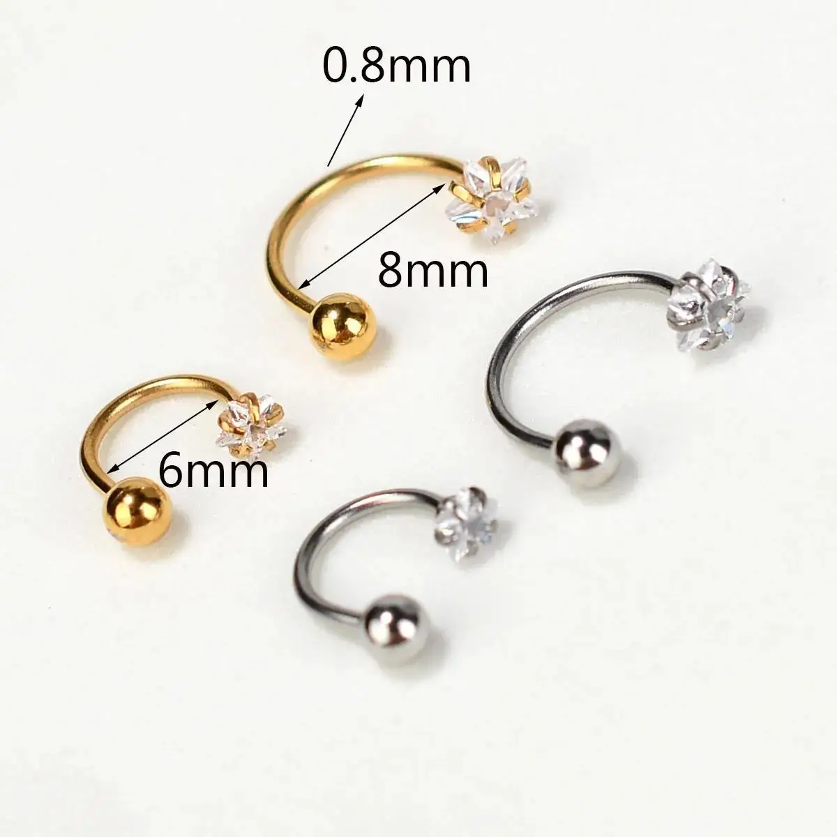 1PC Edelstahl Tragus Piercing Helix Ohrstecker Frauen Hufeisen Nasenring Hoop Conch Rook Daith Lobe Piercing Schmuck – Detail 2