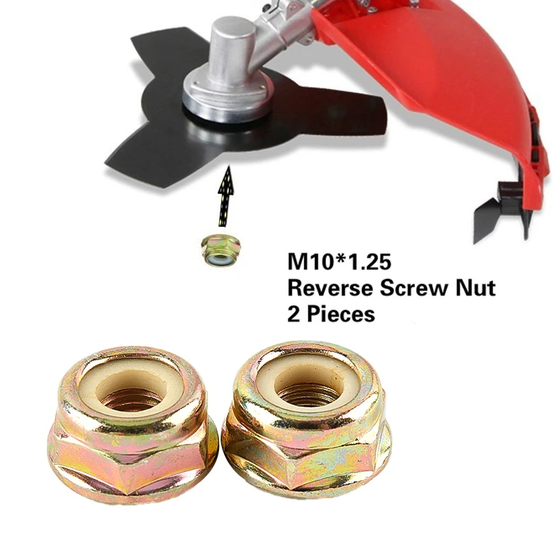 

New 2 Pieces Set Universal M10x1.25 Reverse Screw Nut for Grass Trimmer