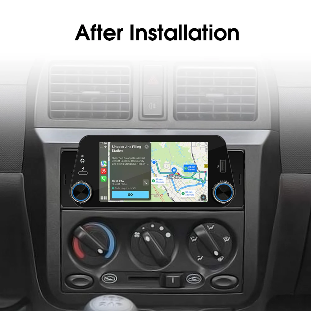 1Din Car Stereo Wireless CarPlay Android Auto Car Radio 5-Inch Touch Screen Bluetooth Handsfree Call USB Mirrorlink Audio System