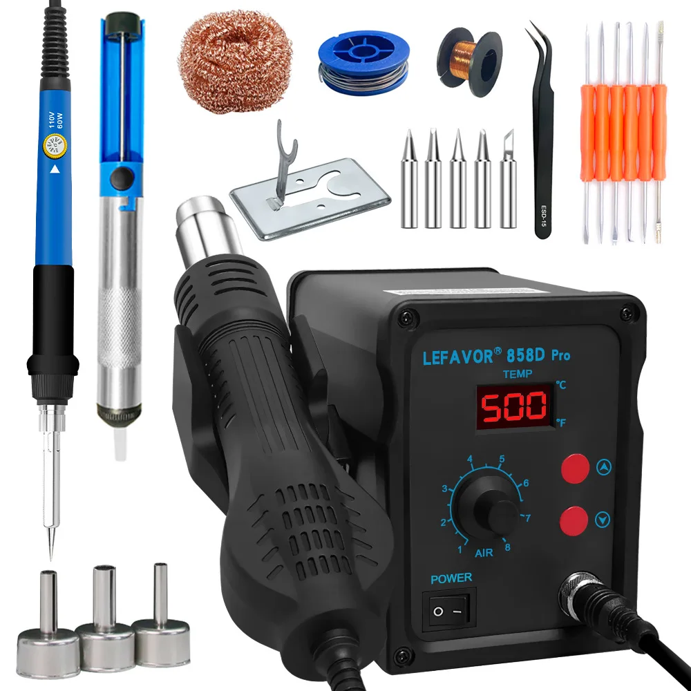 858D Hot Air Gun BGA Soldering Rework Station Blower Hair Dryer Hairdryer Soldering Heat Gun 220V 110V SMD SMT Welding Repair hot air gun soldering station soldering tool