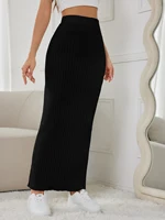 New high-waisted side Slim knitted half-skirt women's casual dress half-skirt - Image 2