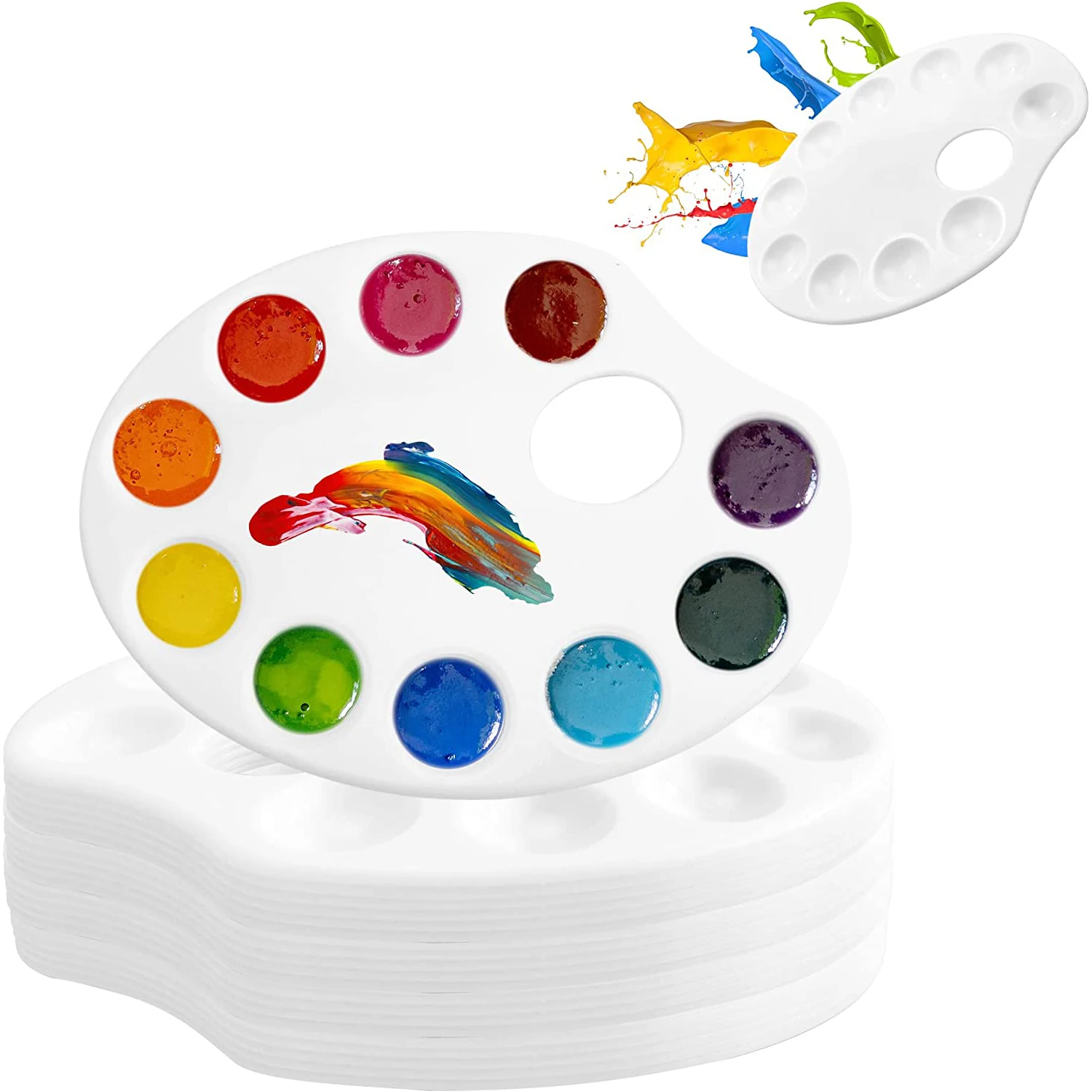 White Painting Supplies Color Mixing Paint Pigment Tray Round Palette
