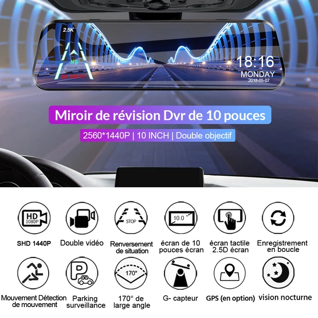 Dashcam Rétroviseur avec WiFi, Mini Dual Dash cam pour voiture, Avant et Arrière  Camera Voiture avec Vision Nocturne, Capteur G, Enregistrement en Boucle,  Moniteur de Stationnement - AliExpress