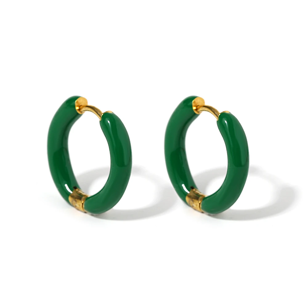 Colorful Neon Enamel Huggie Hoops for Women