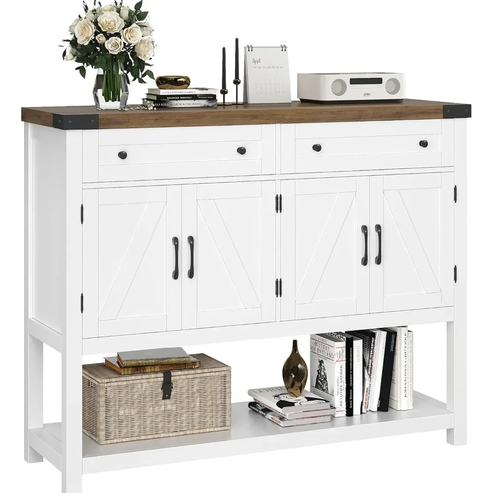 Buffet Sideboard Cabinet with Storage Modern Farmhouse Coffee Bar Drawers Barn Doors Console Table with Shelf for Kitchen sideboard furniture,kitchen cabinet organizer