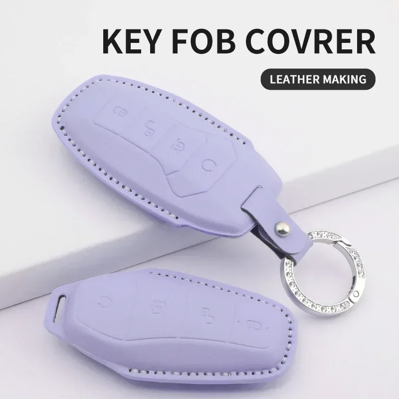Car Key Case Cover Remote Fob Holder For BYD Song Plus Atto 3 Han EV Tang DM Qin Seal Dolphin Key Bag PU Leather Accessories