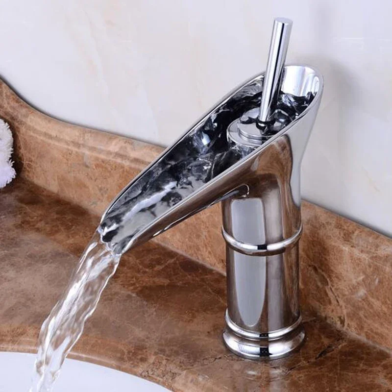 

Vidric brass chrome plated bathroom waterfall faucet wine glass faucet hot and cold mixer tap basin faucet